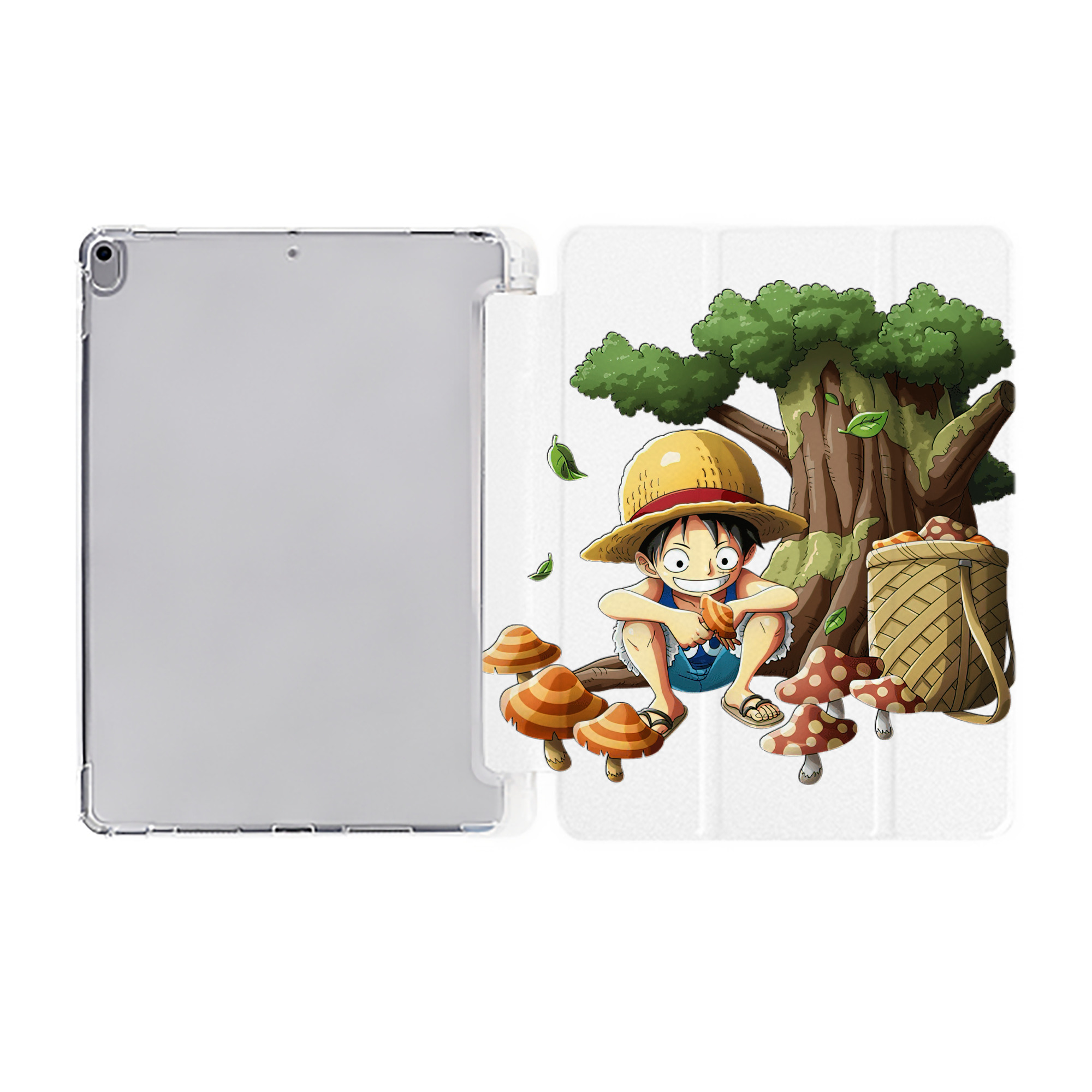 （画像用） ワンピース モンキー・D・ルフィ ONE PIECE Monkey D. Luffy IPad ケース ペン収納付き 三つ折りスタンド PUレザー×シリコン 対応機種9.5/10.5/10.9インチ